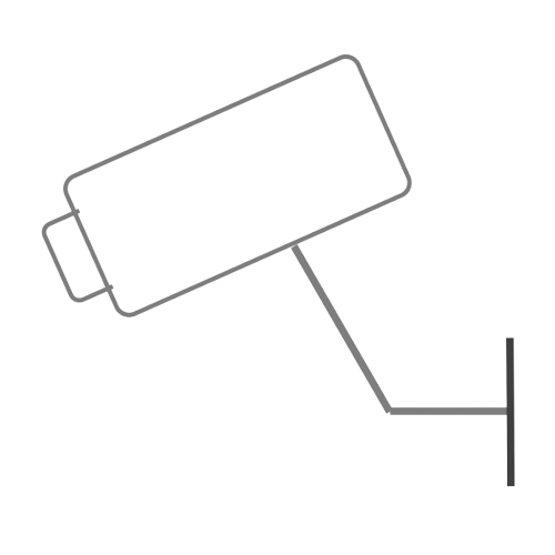 Line-art illustration of a CCTV camera